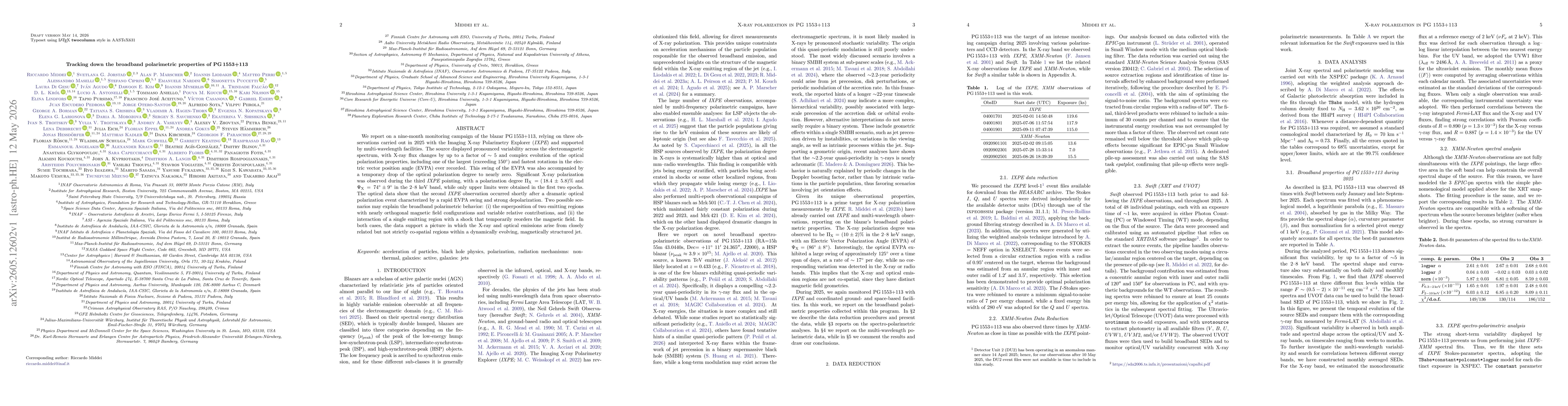 Thumbnail for Tracking down the broadband polarimetric properties of PG 1553+113
