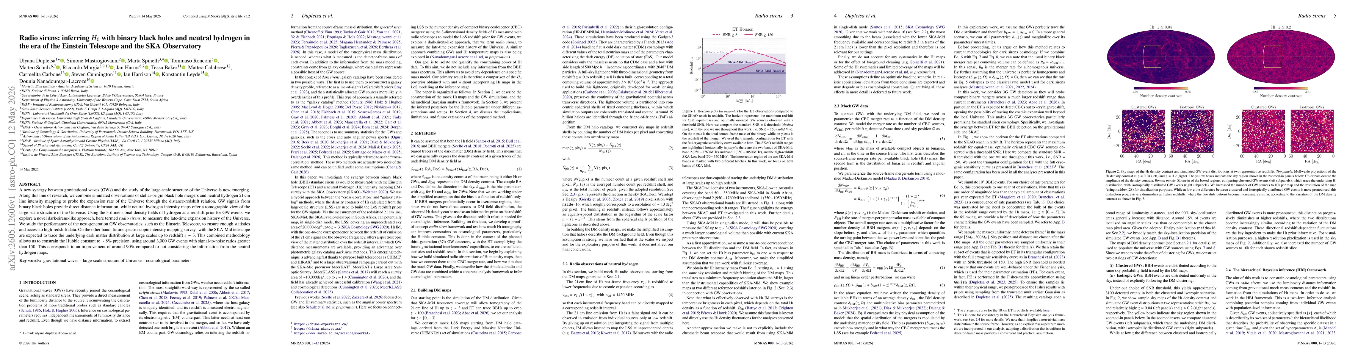 Thumbnail for Radio sirens: inferring $H_0$ with binary black holes and neutral hydrogen in the era of the Einstein Telescope and the SKA Observatory
