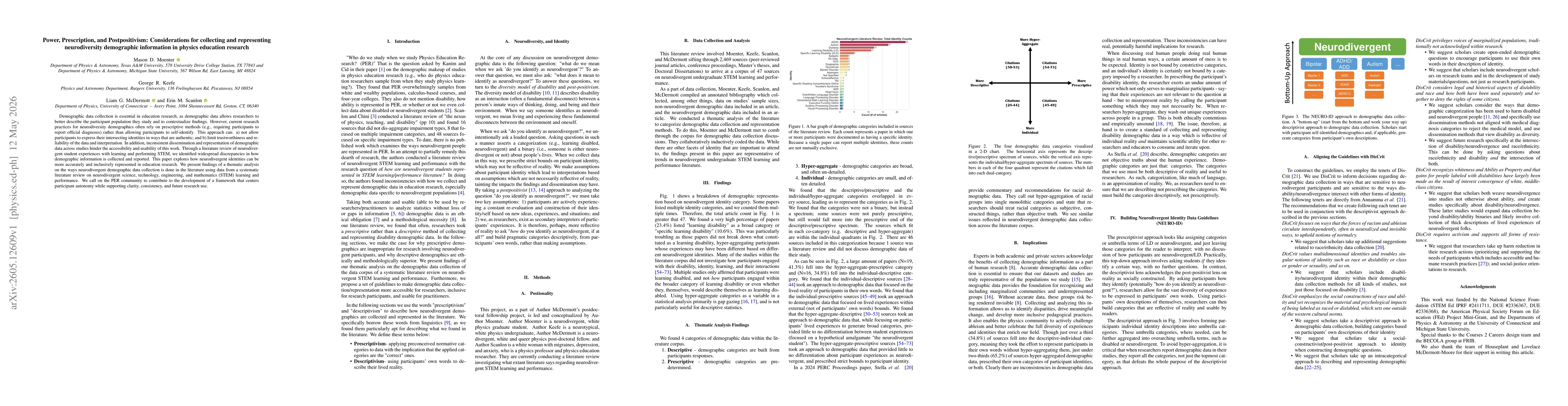 Thumbnail for Power, Prescription, and Postpositivism: Considerations for collecting and representing neurodiversity demographic information in physics education research