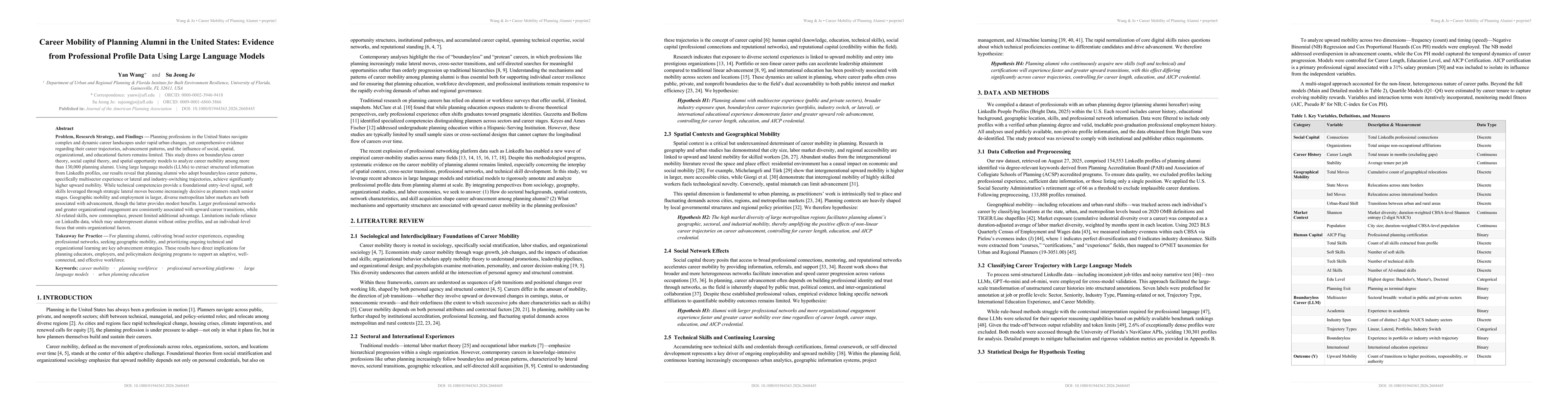 Thumbnail for Career Mobility of Planning Alumni in the United States: Evidence from Professional Profile Data using Large Language Models