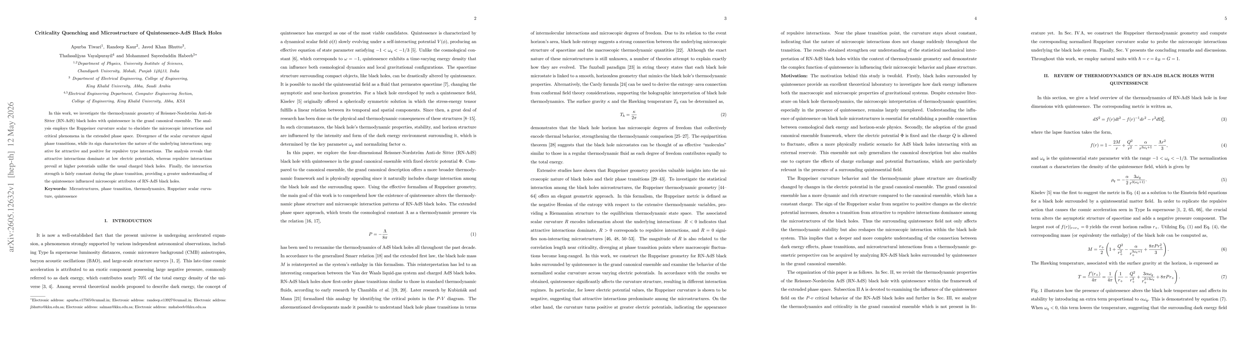 Thumbnail for Criticality Quenching and Microstructure of Quintessence-AdS Black Holes