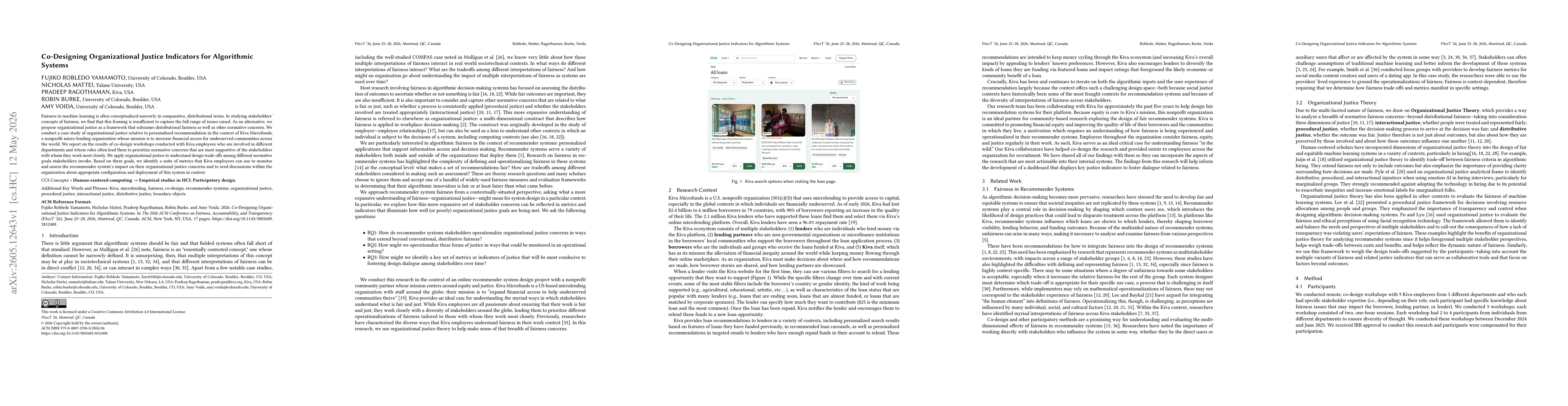 Thumbnail for Co-Designing Organizational Justice Indicators for Algorithmic Systems