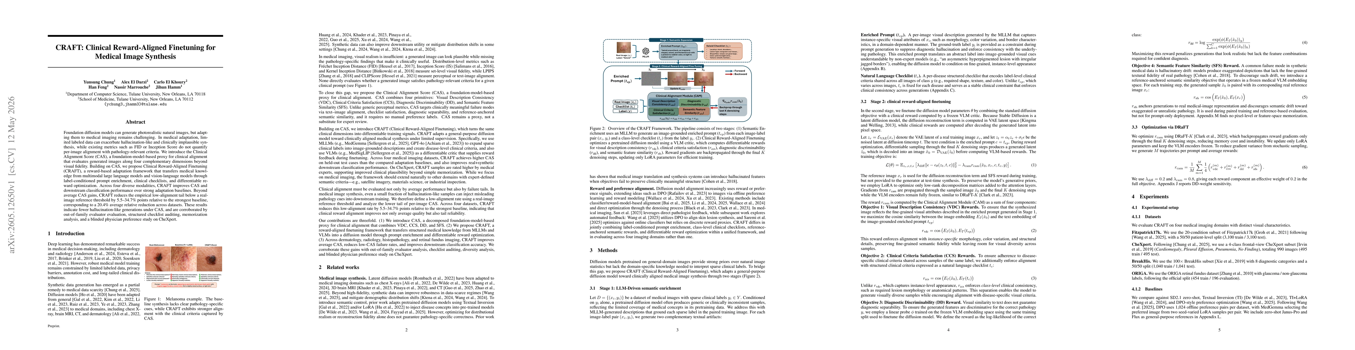 Thumbnail for CRAFT: Clinical Reward-Aligned Finetuning for Medical Image Synthesis