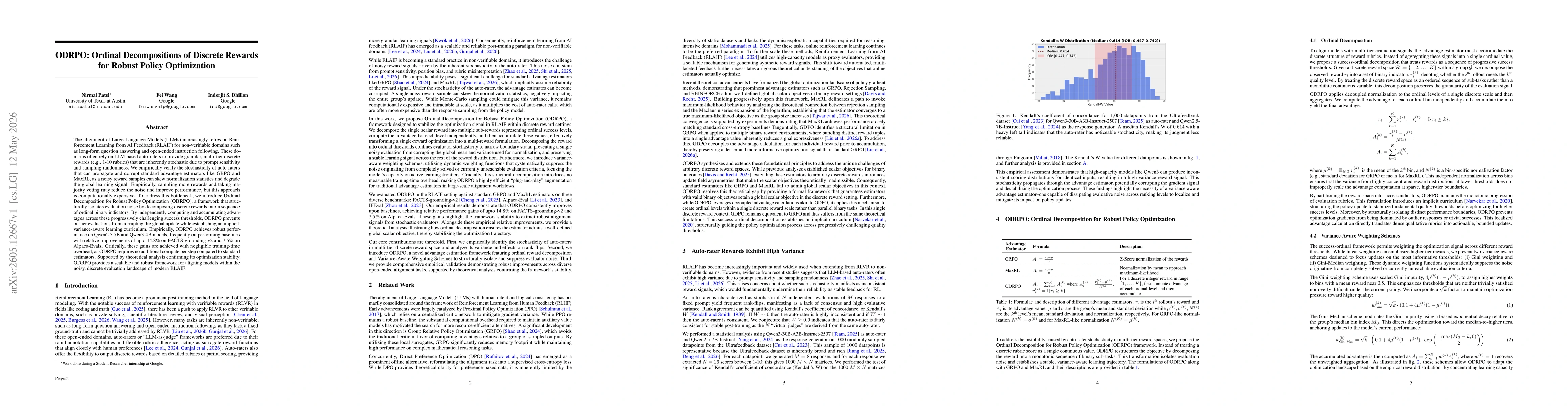 Thumbnail for ODRPO: Ordinal Decompositions of Discrete Rewards for Robust Policy Optimization