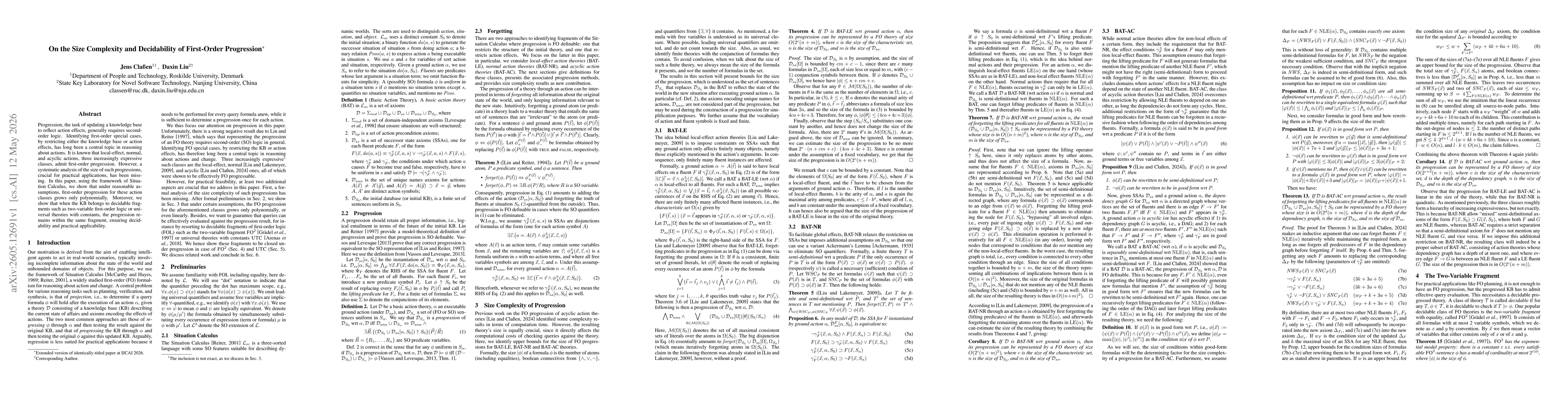 Thumbnail for On the Size Complexity and Decidability of First-Order Progression