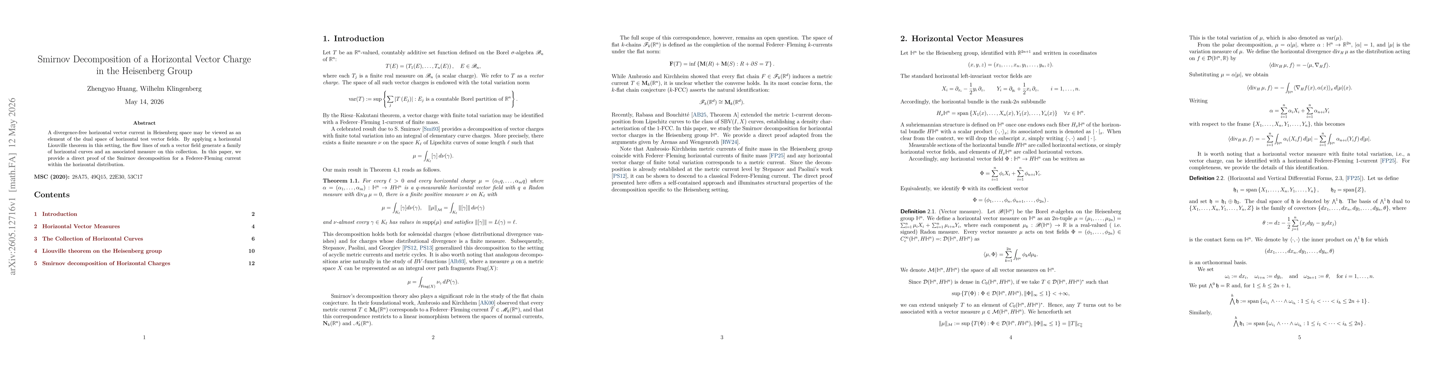 Thumbnail for Smirnov Decomposition of a Horizontal Vector Charge in the Heisenberg Group