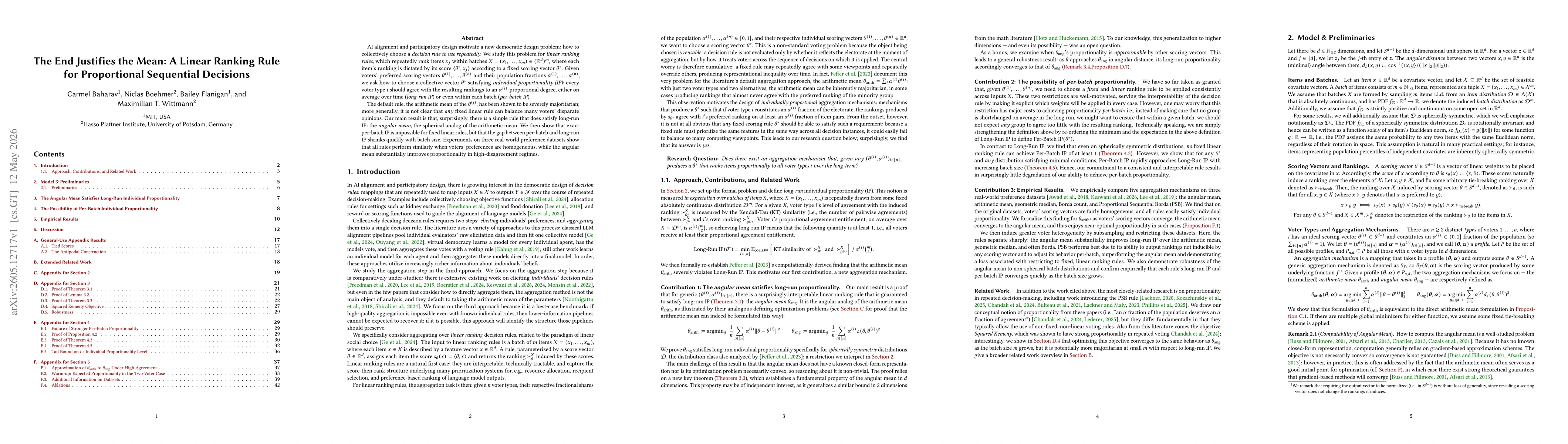 Thumbnail for The End Justifies the Mean: A Linear Ranking Rule for Proportional Sequential Decisions