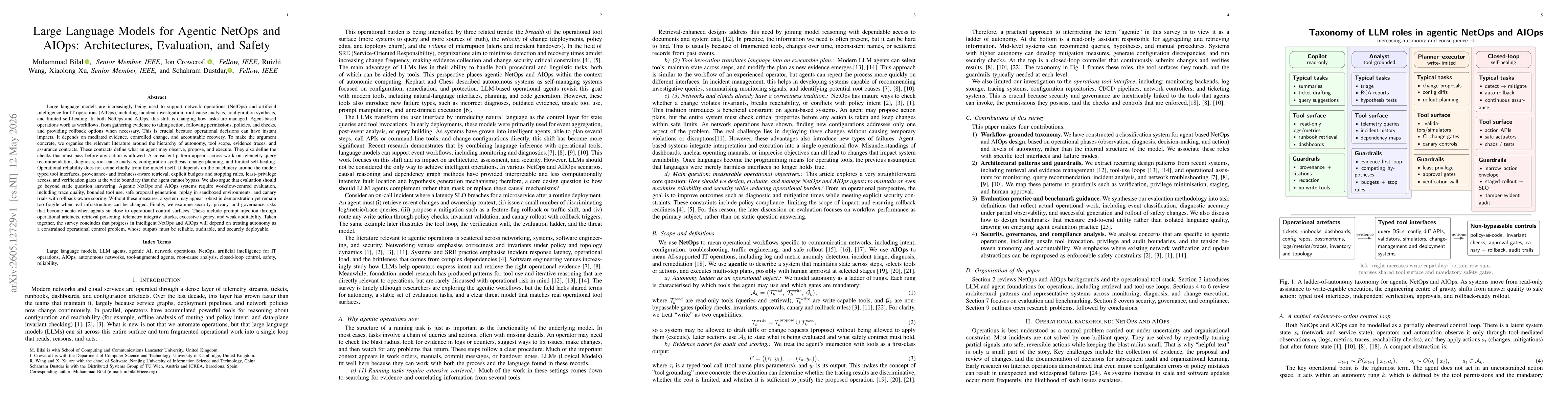 Thumbnail for Large Language Models for Agentic NetOps and AIOps: Architectures, Evaluation, and Safety