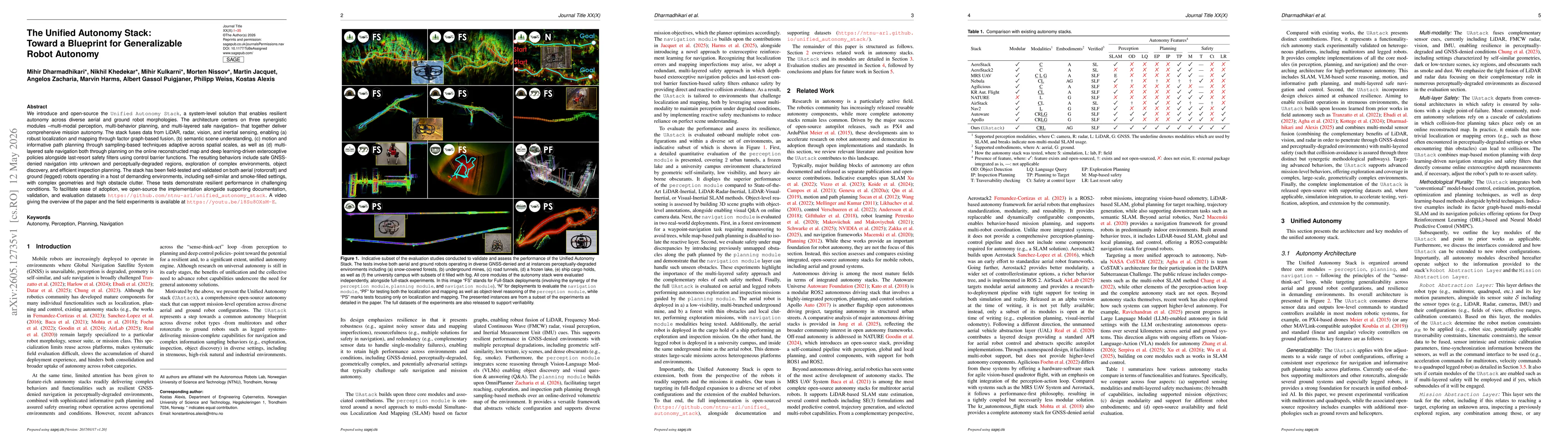 Thumbnail for The Unified Autonomy Stack: Toward a Blueprint for Generalizable Robot Autonomy