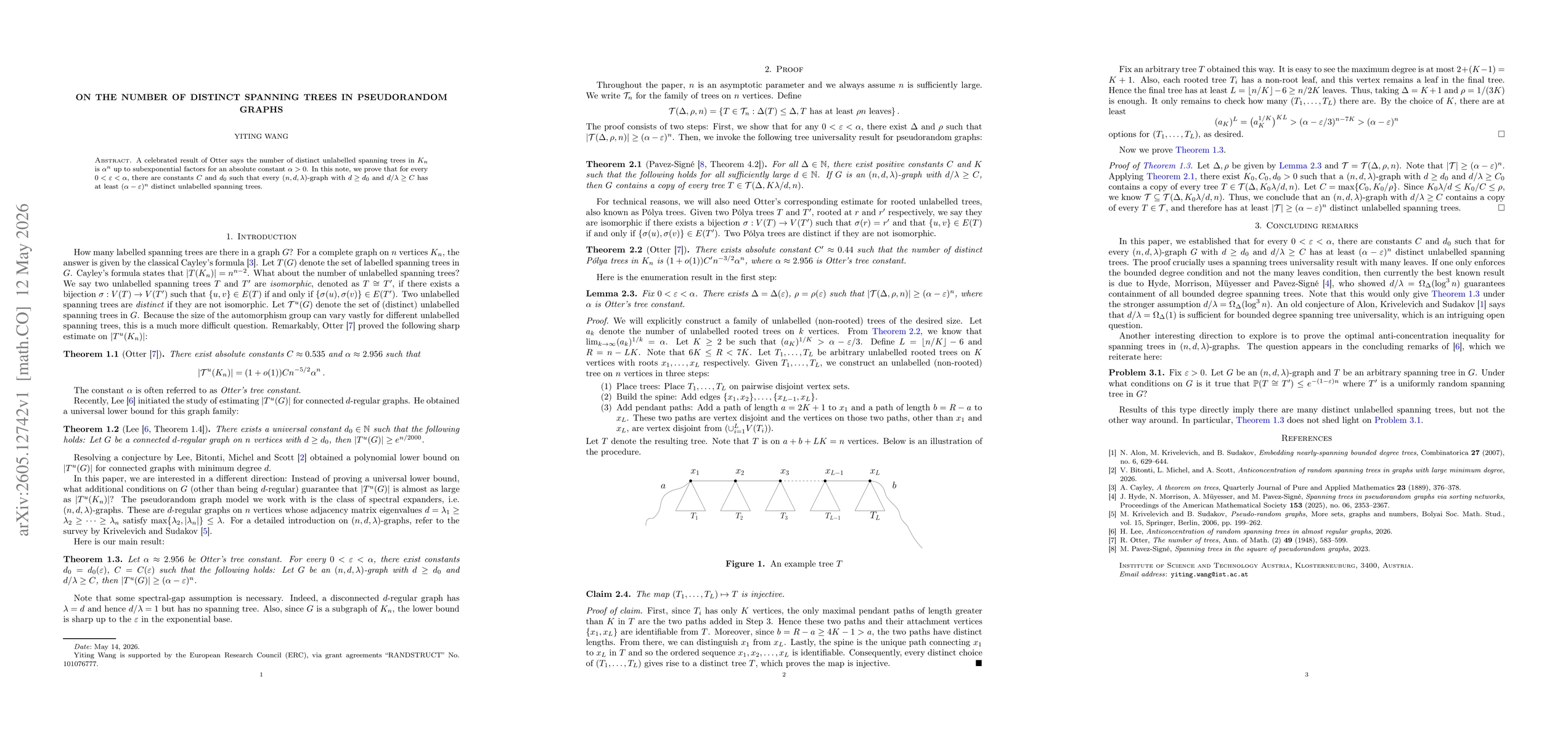 Thumbnail for On the number of distinct spanning trees in pseudorandom graphs