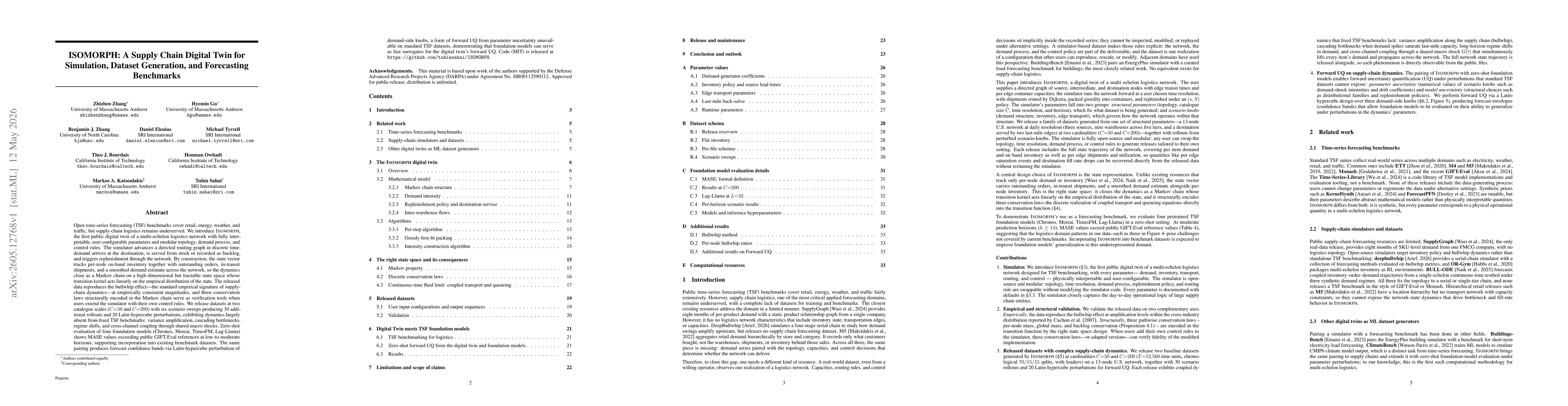 Thumbnail for ISOMORPH: A Supply Chain Digital Twin for Simulation, Dataset Generation, and Forecasting Benchmarks