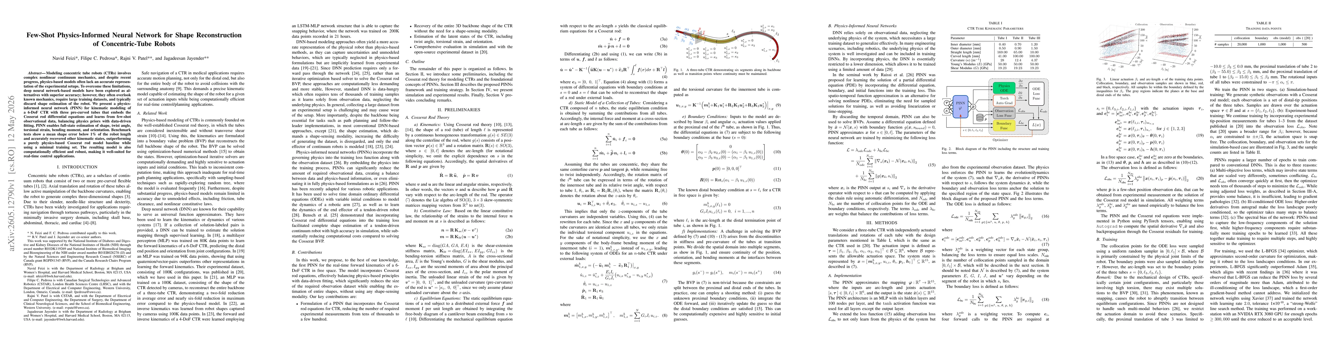 Thumbnail for Few-Shot Physics-Informed Neural Network for Shape Reconstruction of Concentric-Tube Robots