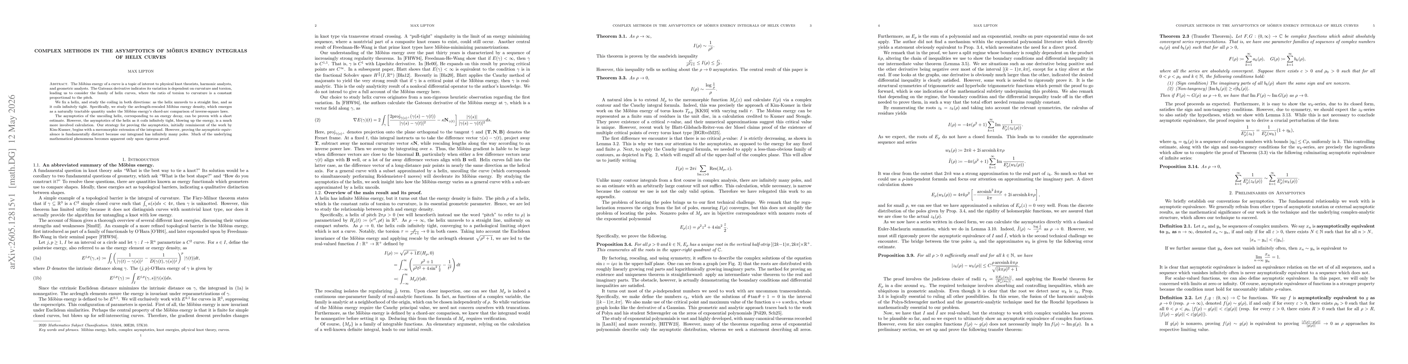 Thumbnail for Complex methods in the asymptotics of Möbius energy integrals of helix curves