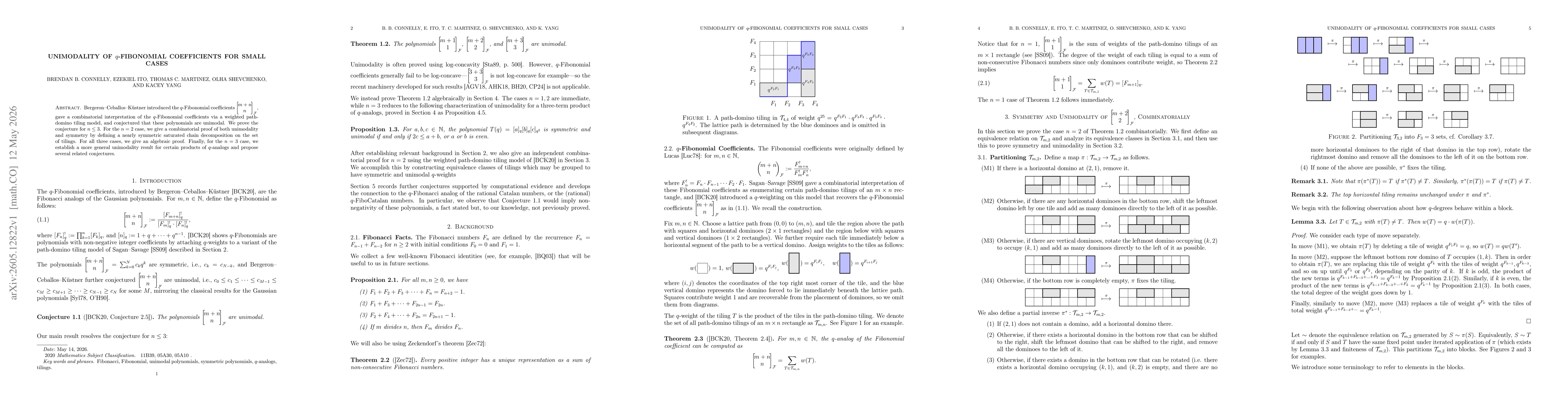Thumbnail for Unimodality of $q$-Fibonomial coefficients for small cases