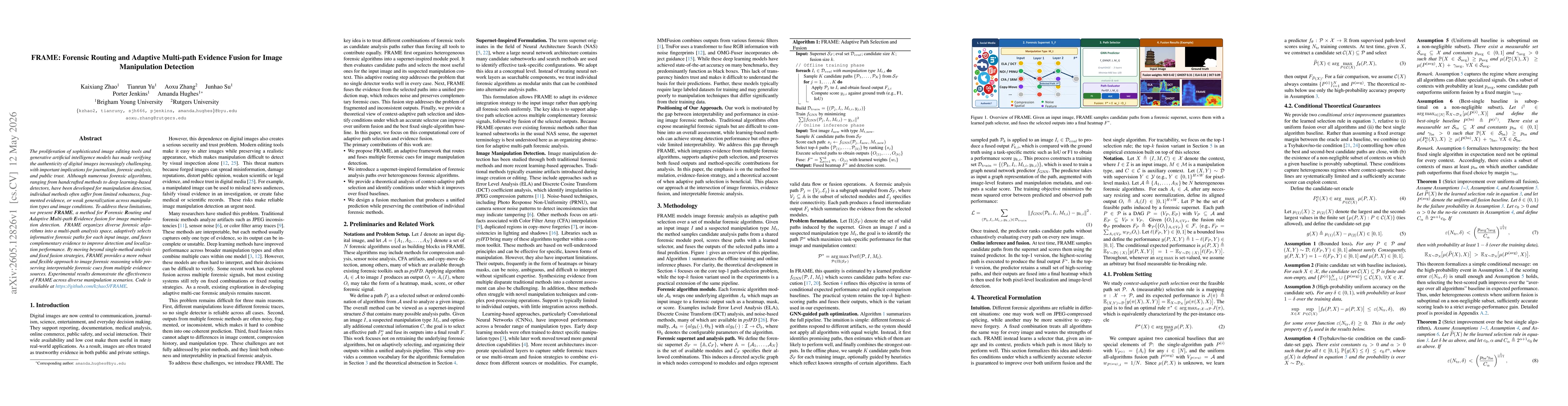 Thumbnail for FRAME: Forensic Routing and Adaptive Multi-path Evidence Fusion for Image Manipulation Detection
