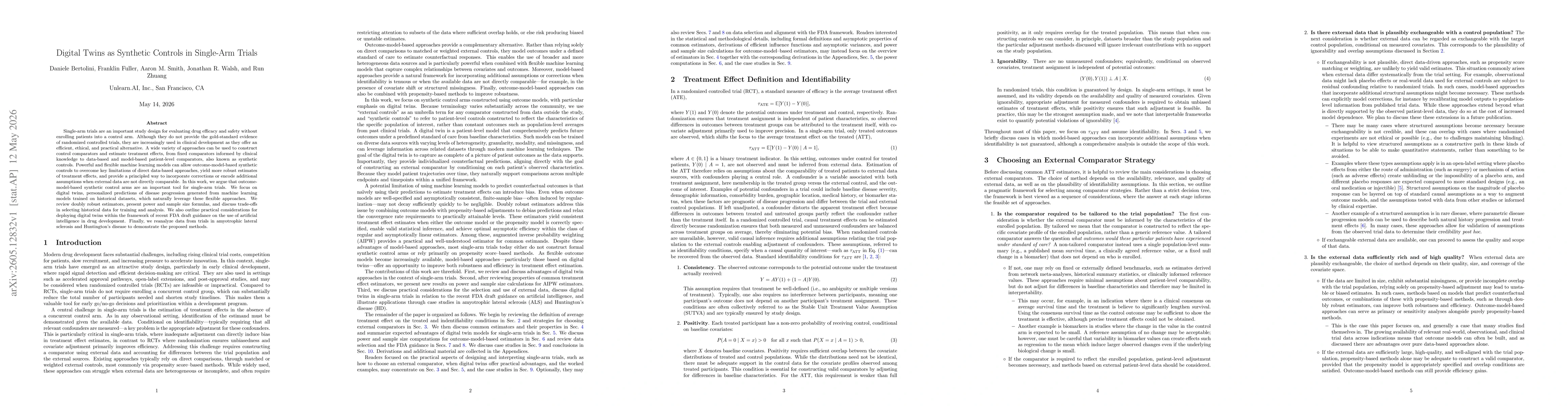 Thumbnail for Digital Twins as Synthetic Controls in Single-Arm Trials