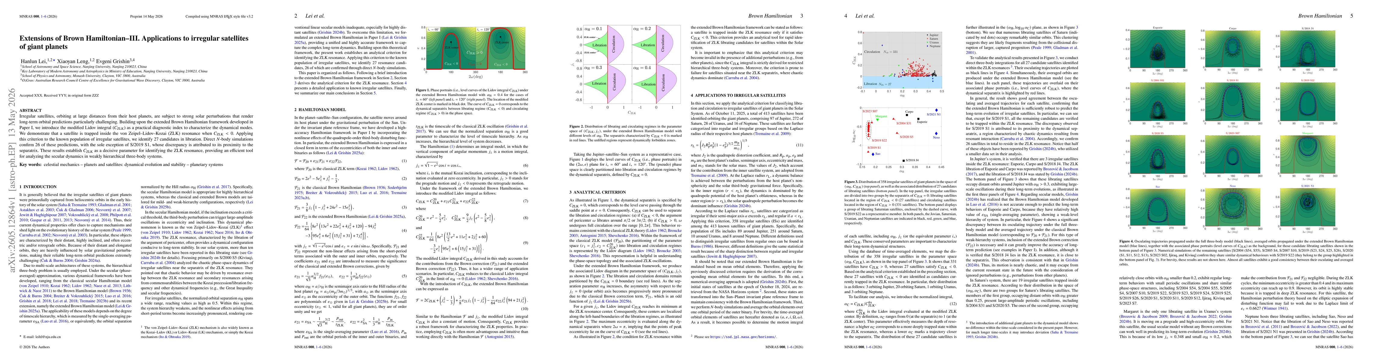 Thumbnail for Extensions of Brown Hamiltonian-III. Applications to irregular satellites of giant planets