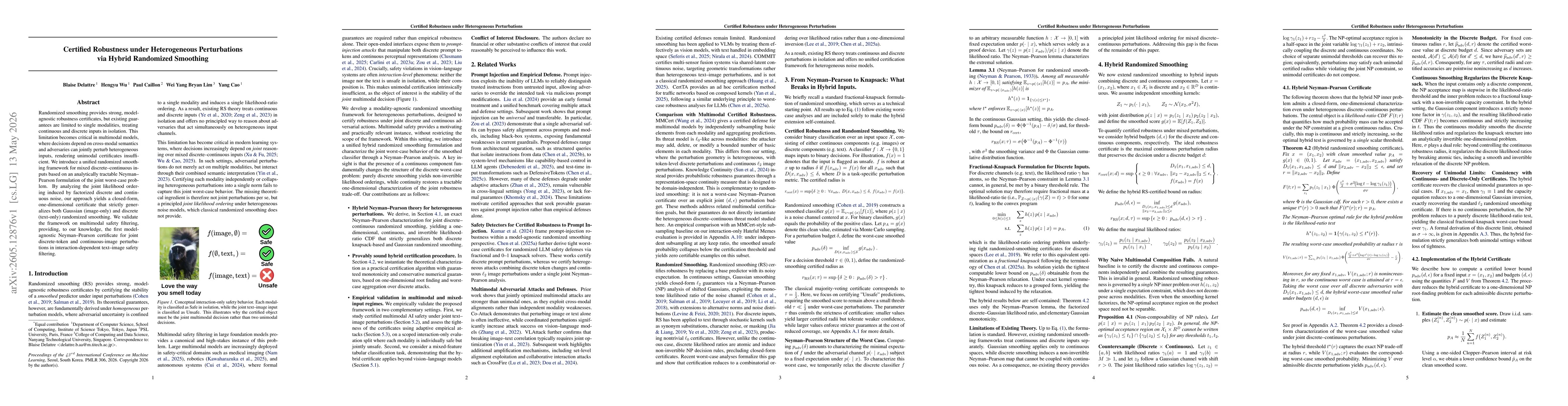 Thumbnail for Certified Robustness under Heterogeneous Perturbations via Hybrid Randomized Smoothing
