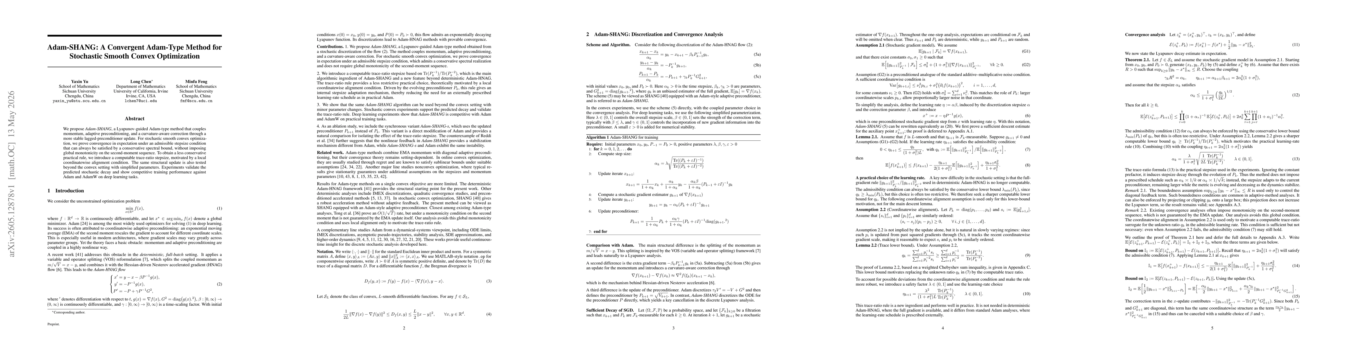Thumbnail for Adam-SHANG: A Convergent Adam-Type Method for Stochastic Smooth Convex Optimization
