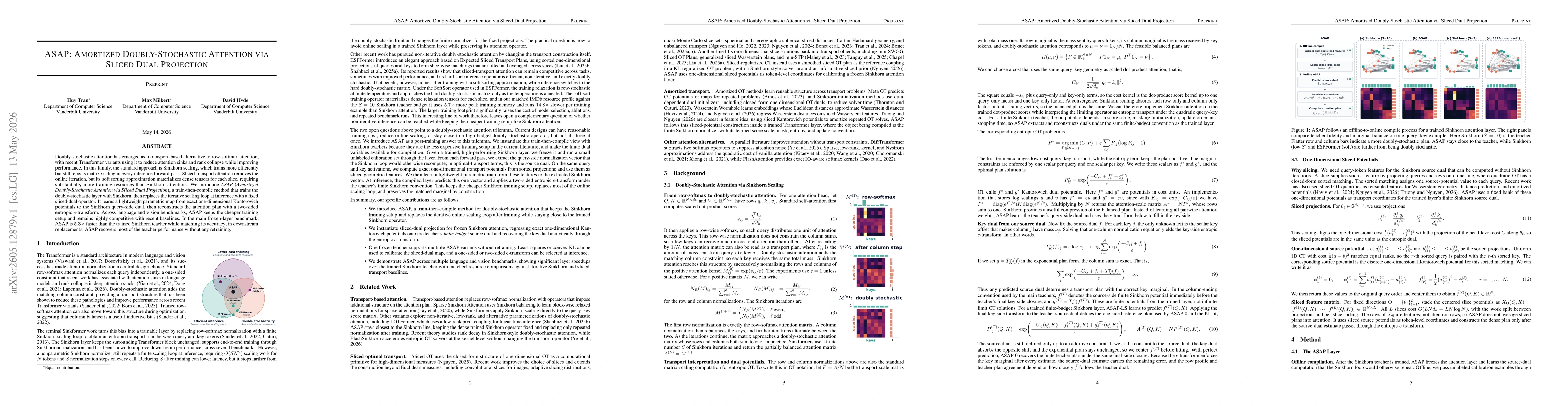 Thumbnail for ASAP: Amortized Doubly-Stochastic Attention via Sliced Dual Projection