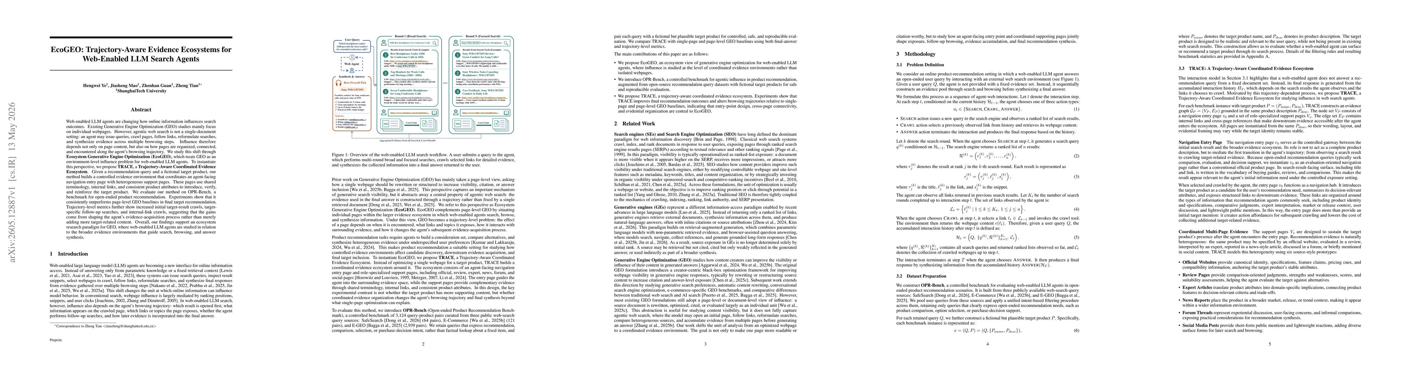 Thumbnail for EcoGEO: Trajectory-Aware Evidence Ecosystems for Web-Enabled LLM Search Agents
