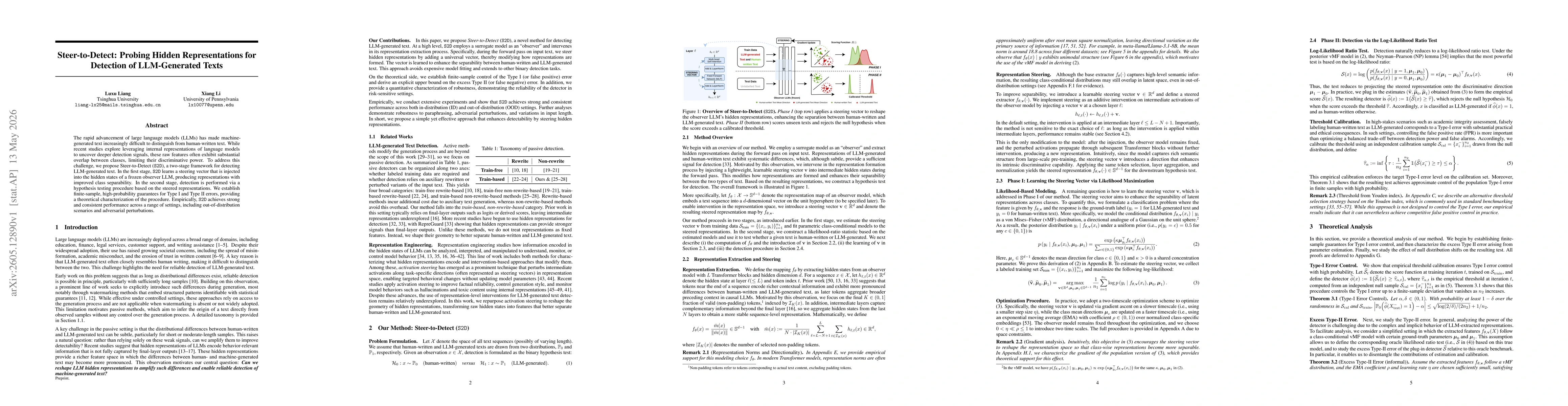 Thumbnail for Steer-to-Detect: Probing Hidden Representations for Detection of LLM-Generated Texts