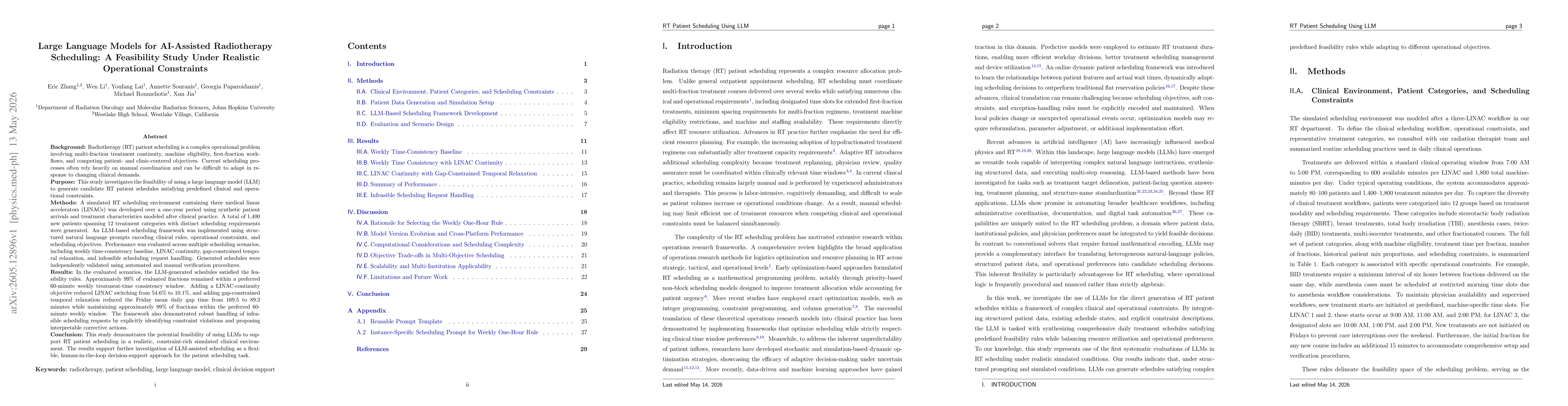 Thumbnail for Large Language Models for AI-Assisted Radiotherapy Scheduling: A Feasibility Study Under Realistic Operational Constraints