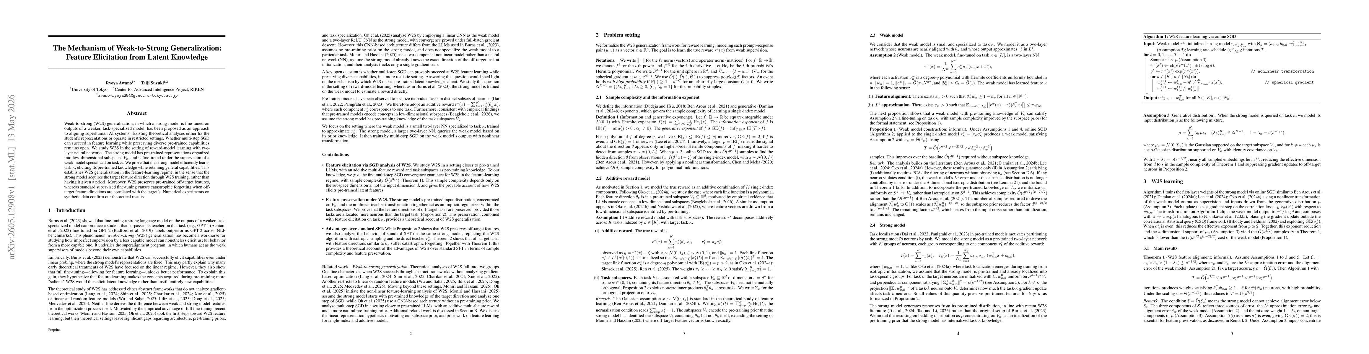 Thumbnail for The Mechanism of Weak-to-Strong Generalization: Feature Elicitation from Latent Knowledge