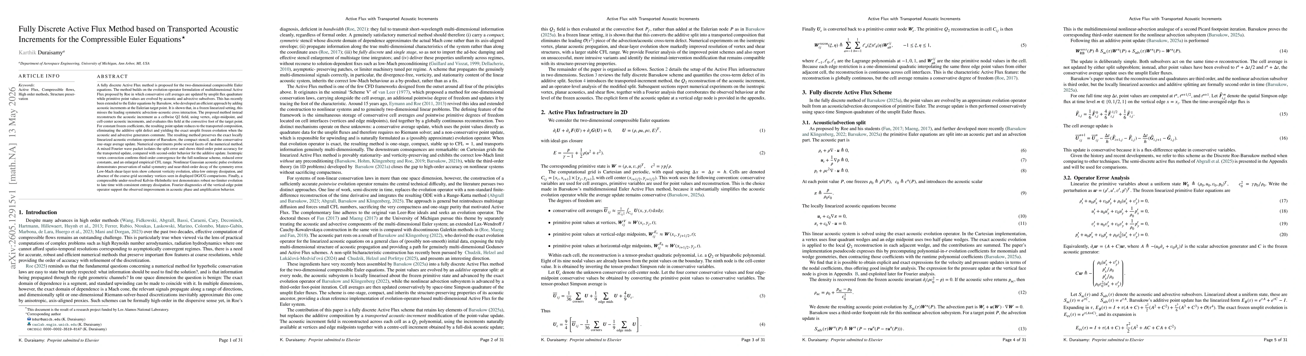 Thumbnail for Fully Discrete Active Flux Method based on Transported Acoustic Increments for the Compressible Euler Equations