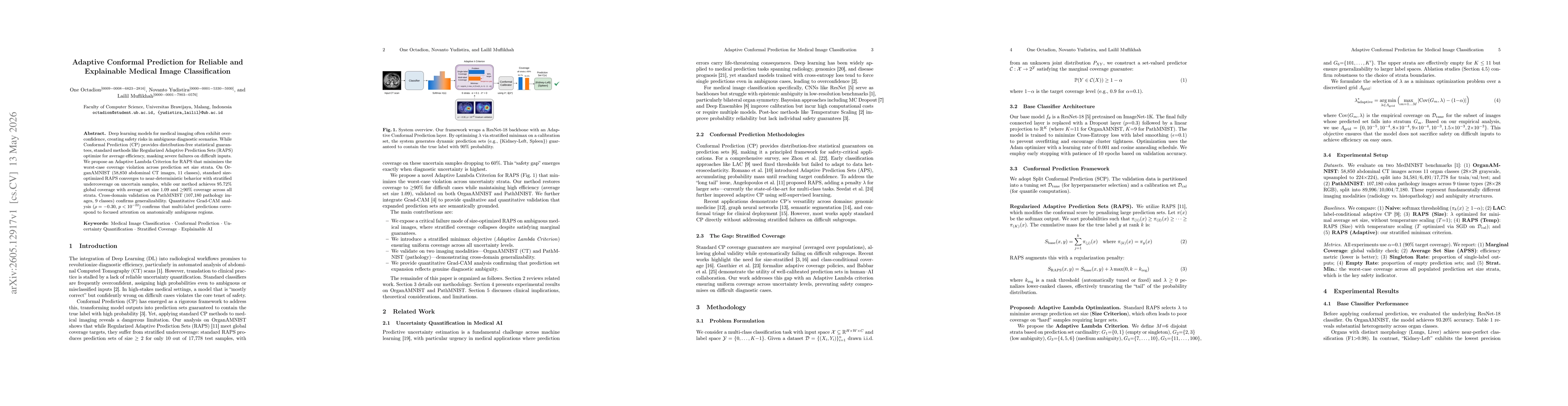 Thumbnail for Adaptive Conformal Prediction for Reliable and Explainable Medical Image Classification