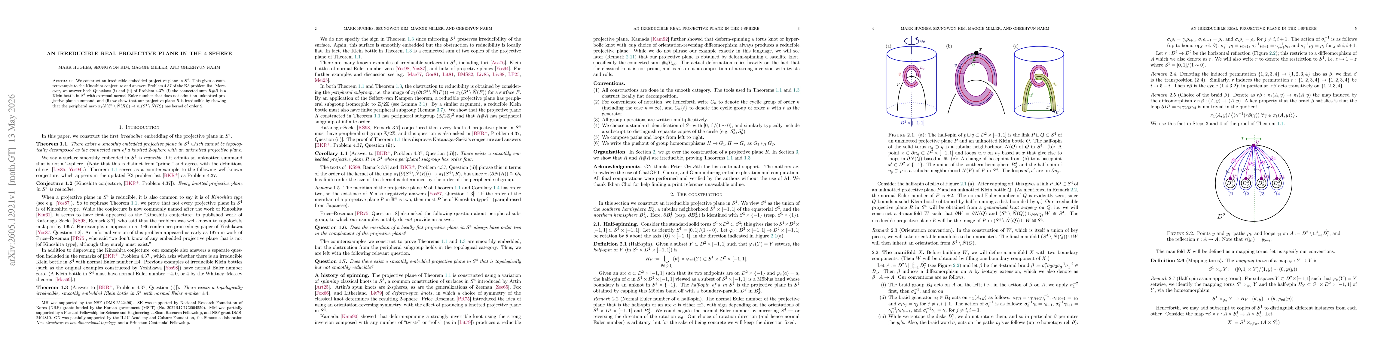 Thumbnail for An irreducible real projective plane in the 4-sphere