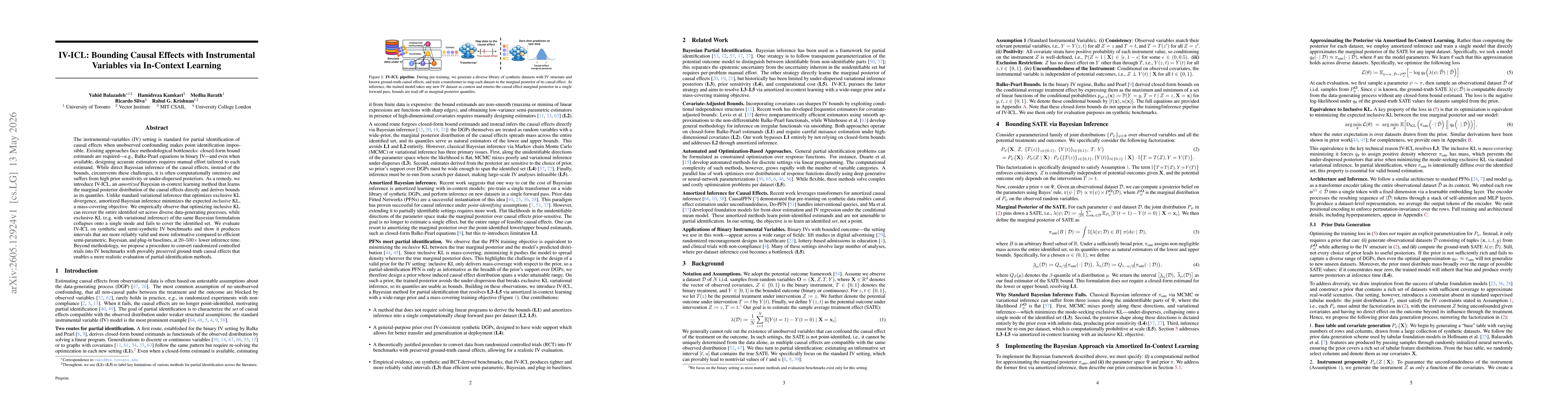 Thumbnail for IV-ICL: Bounding Causal Effects with Instrumental Variables via In-Context Learning
