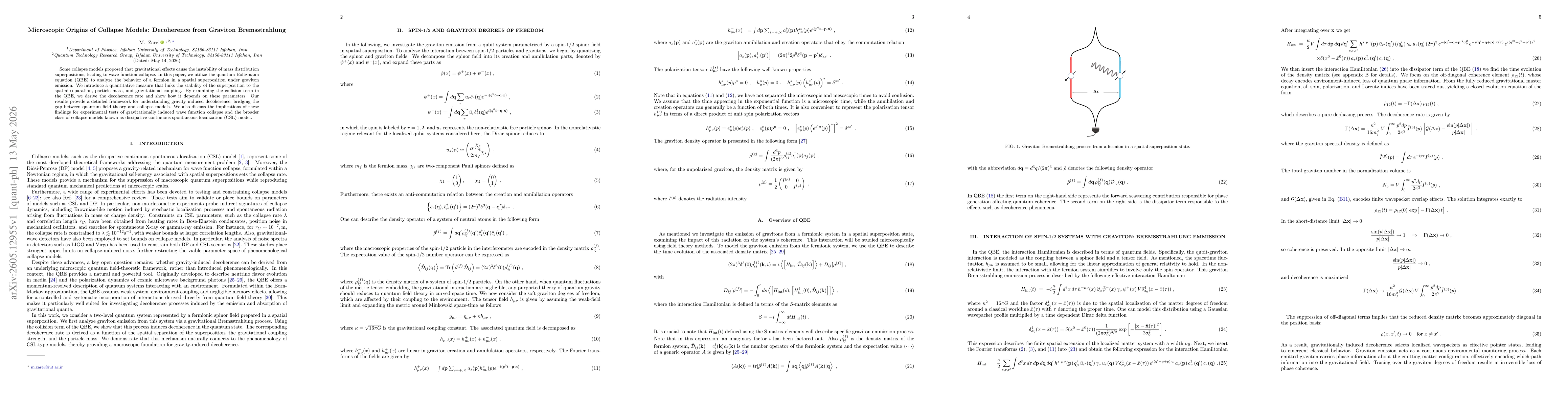 Thumbnail for Microscopic Origins of Collapse Models: Decoherence from Graviton Bremsstrahlung
