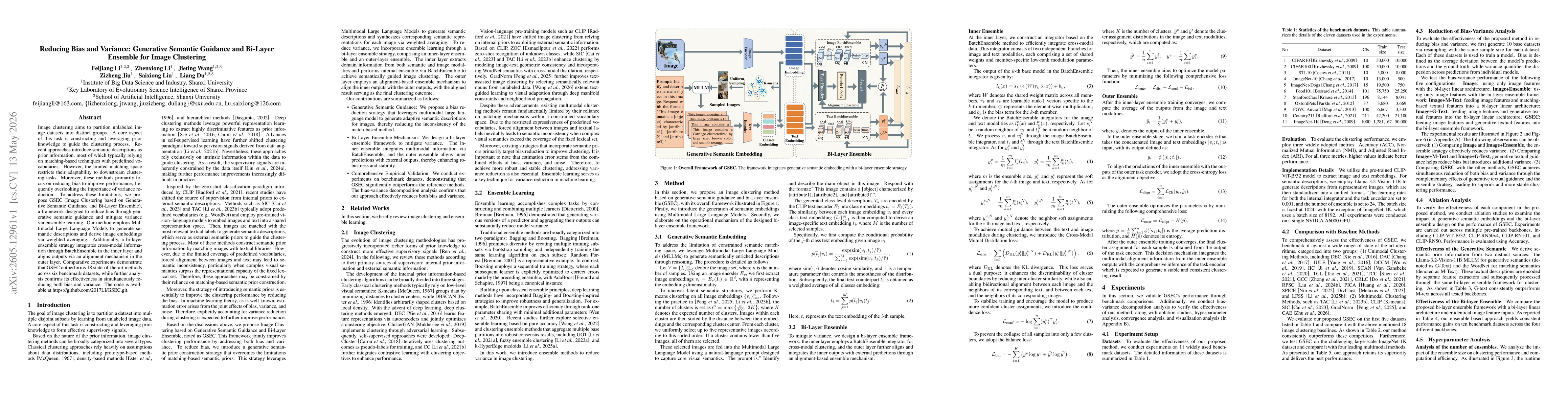 Thumbnail for Reducing Bias and Variance: Generative Semantic Guidance and Bi-Layer Ensemble for Image Clustering