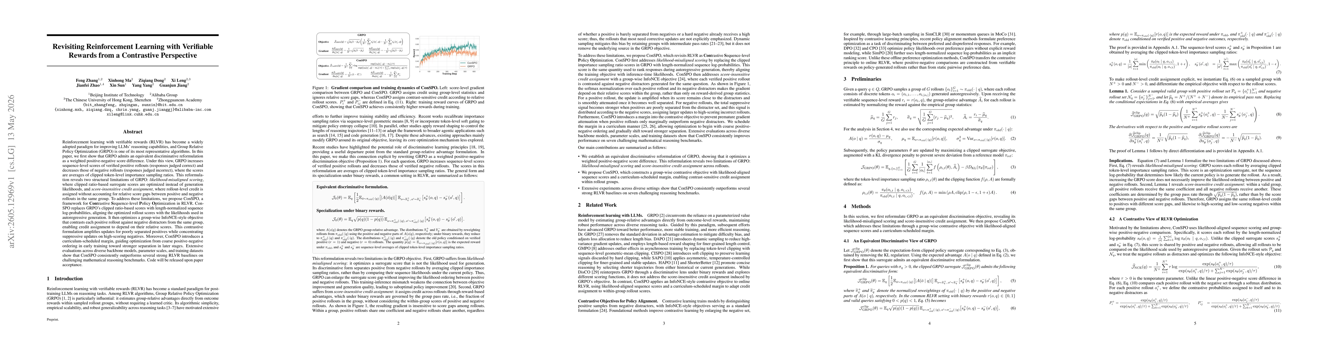 Thumbnail for Revisiting Reinforcement Learning with Verifiable Rewards from a Contrastive Perspective