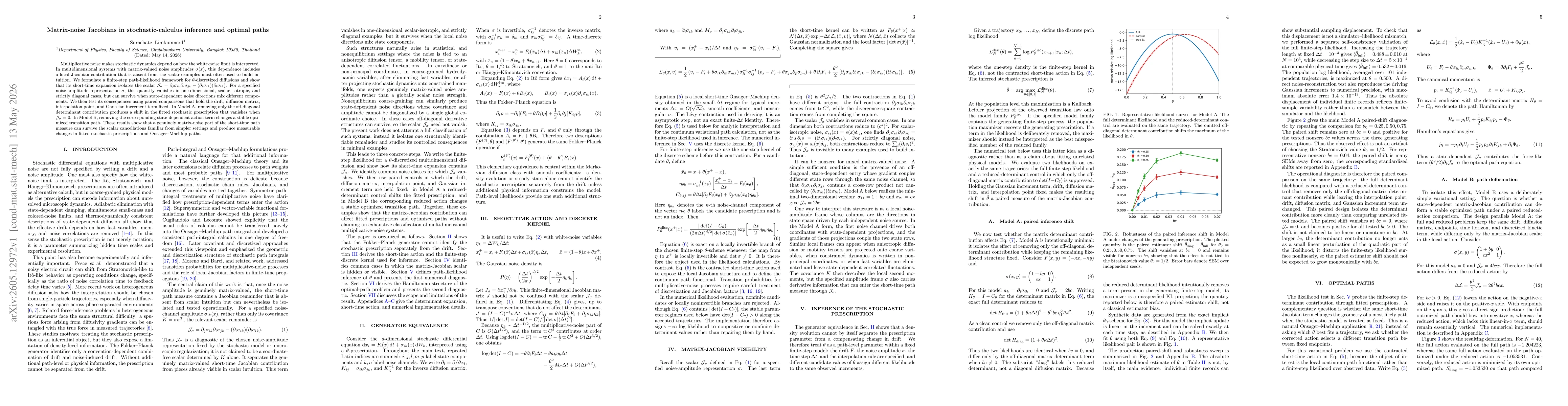 Thumbnail for Matrix-noise Jacobians in stochastic-calculus inference and optimal paths