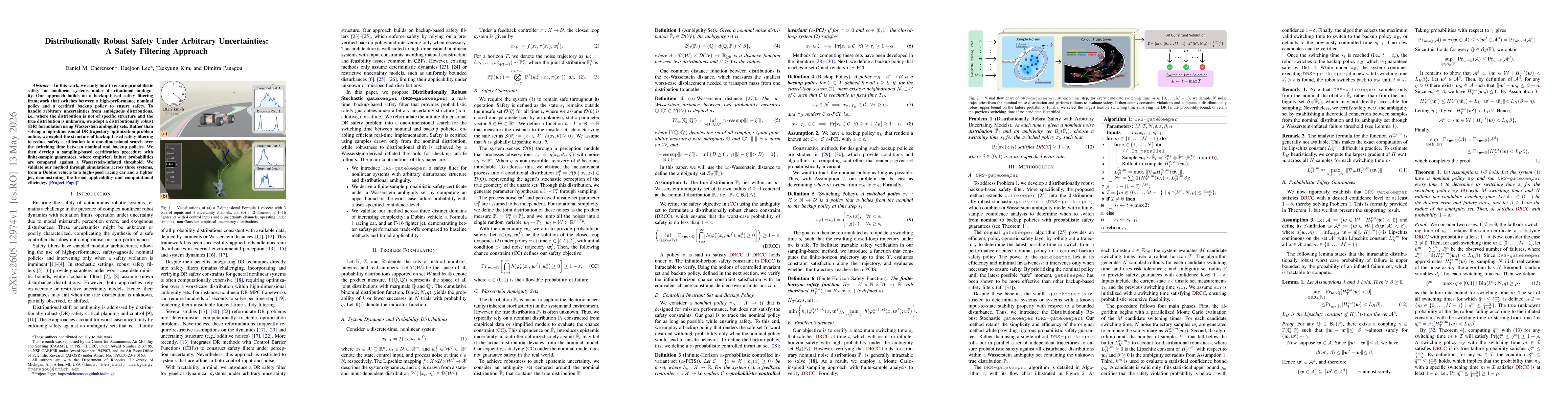 Thumbnail for Distributionally Robust Safety Under Arbitrary Uncertainties: A Safety Filtering Approach