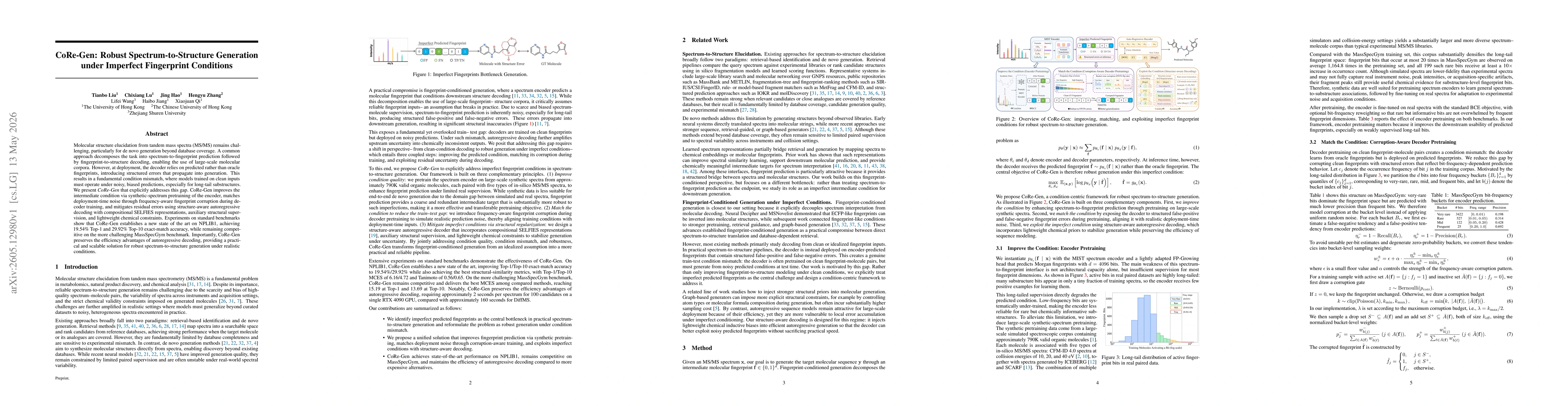 Thumbnail for CoRe-Gen: Robust Spectrum-to-Structure Generation under Imperfect Fingerprint Conditions