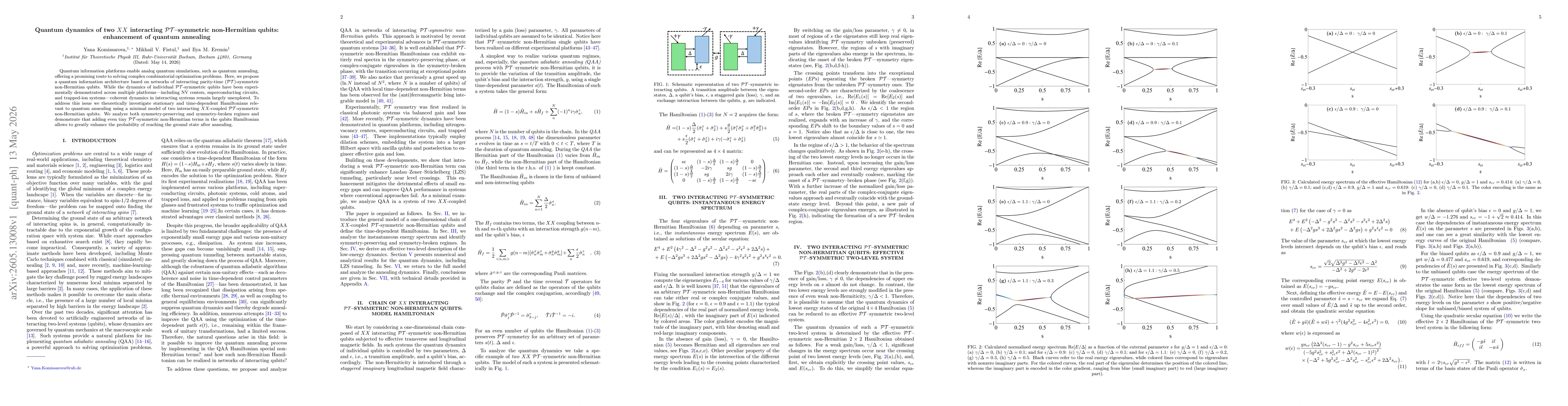 Thumbnail for Quantum dynamics of two $XX$ interacting PT-symmetric non-Hermitian qubits: enhancement of quantum annealing