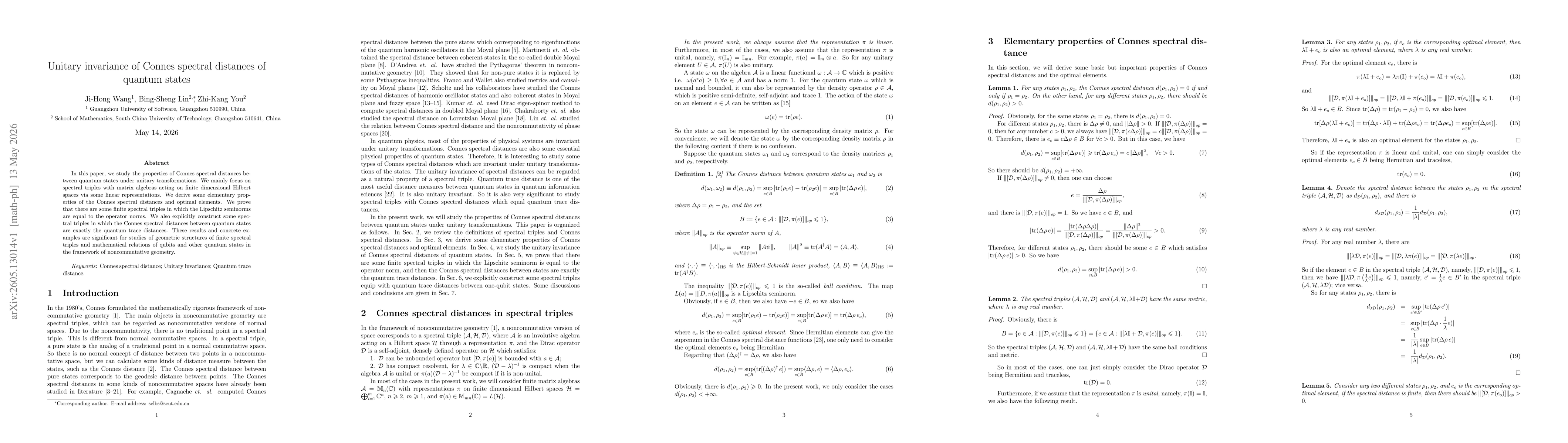 Thumbnail for Unitary invariance of Connes spectral distances of quantum states