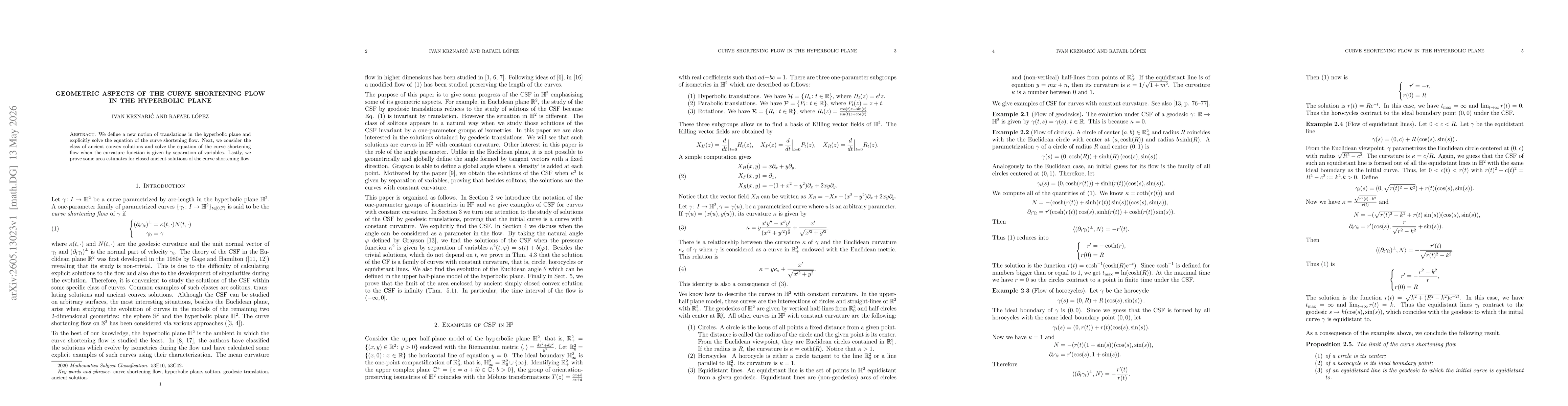 Thumbnail for Geometric aspects of the curve shortening flow in the hyperbolic plane