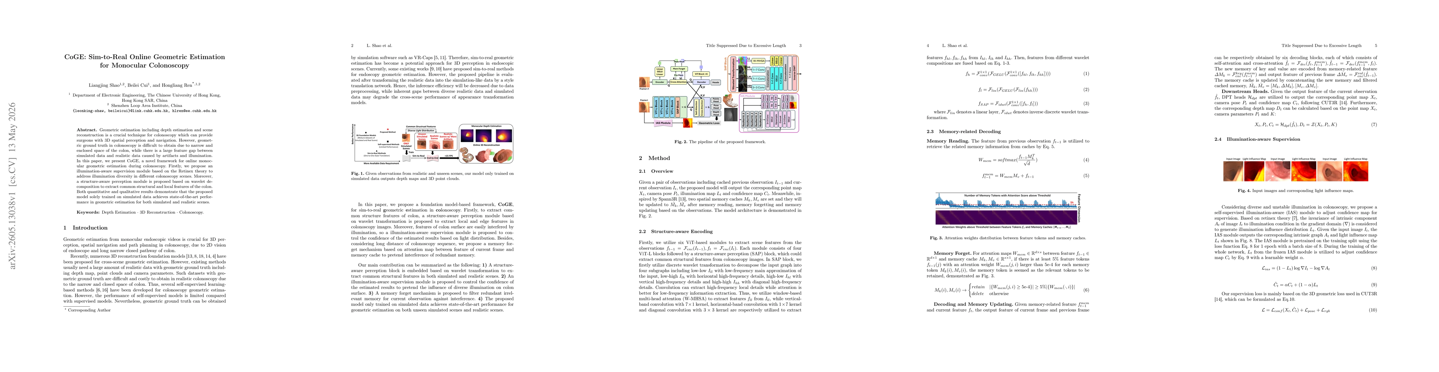 Thumbnail for CoGE: Sim-to-Real Online Geometric Estimation for Monocular Colonoscopy
