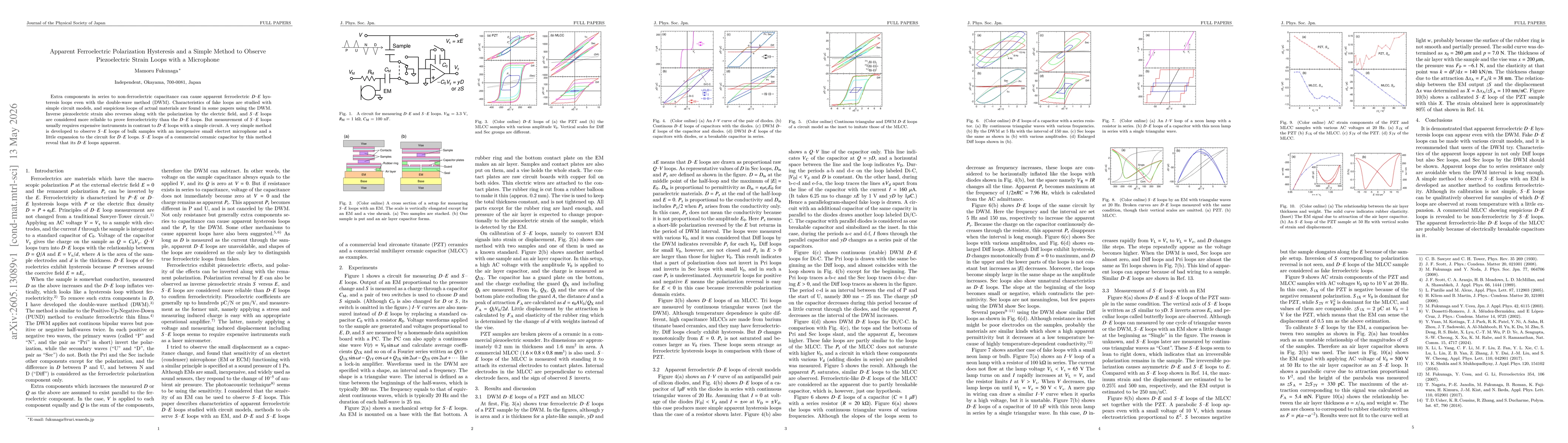 Thumbnail for Apparent Ferroelectric Polarization Hysteresis and a Simple Method to Observe Piezoelectric Strain Loops with a Microphone