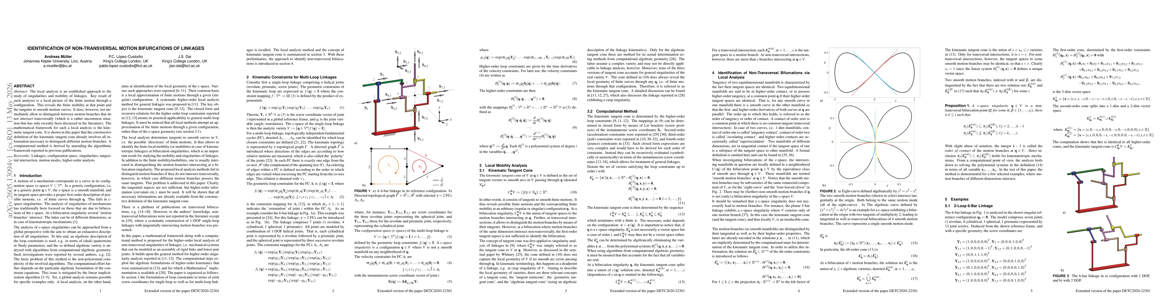 Thumbnail for Identification of Non-Transversal Bifurcations of Linkages