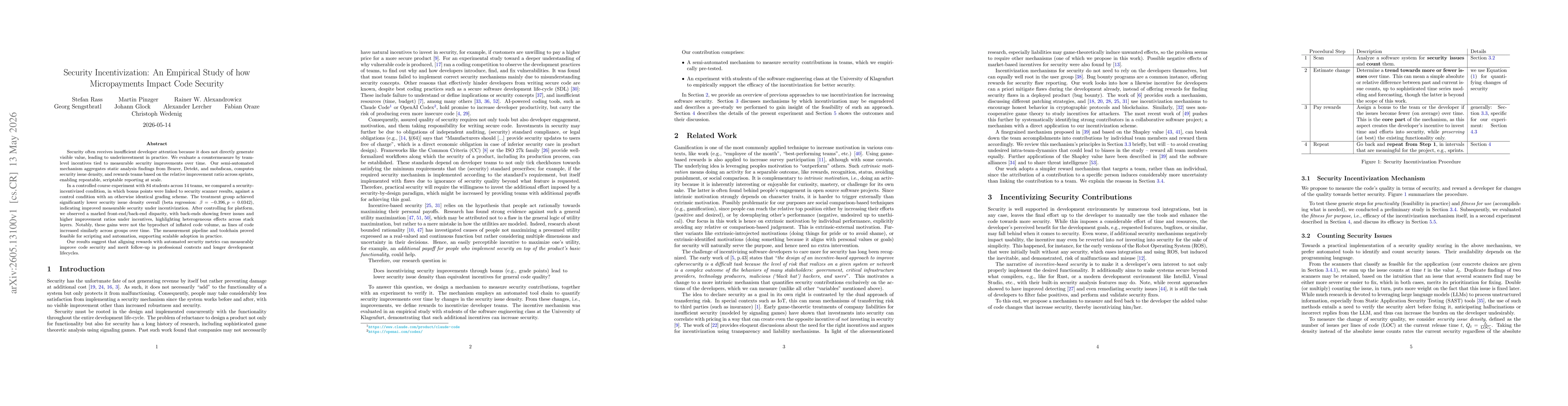 Thumbnail for Security Incentivization: An Empirical Study of how Micropayments Impact Code Security