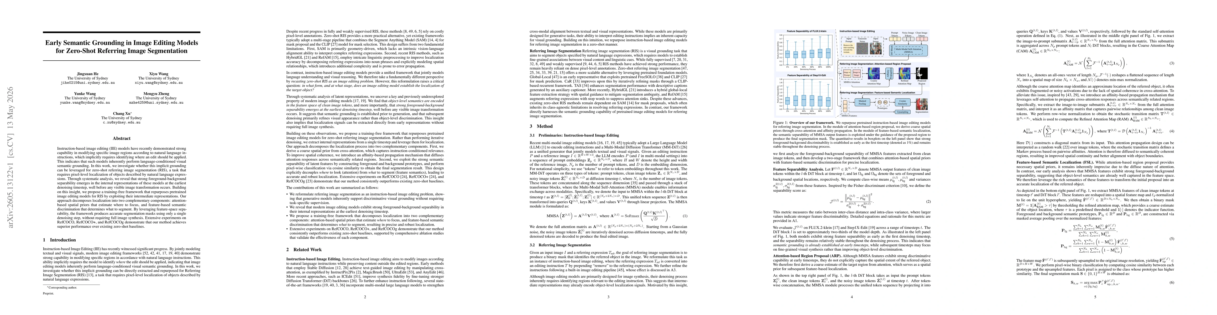 Thumbnail for Early Semantic Grounding in Image Editing Models for Zero-Shot Referring Image Segmentation