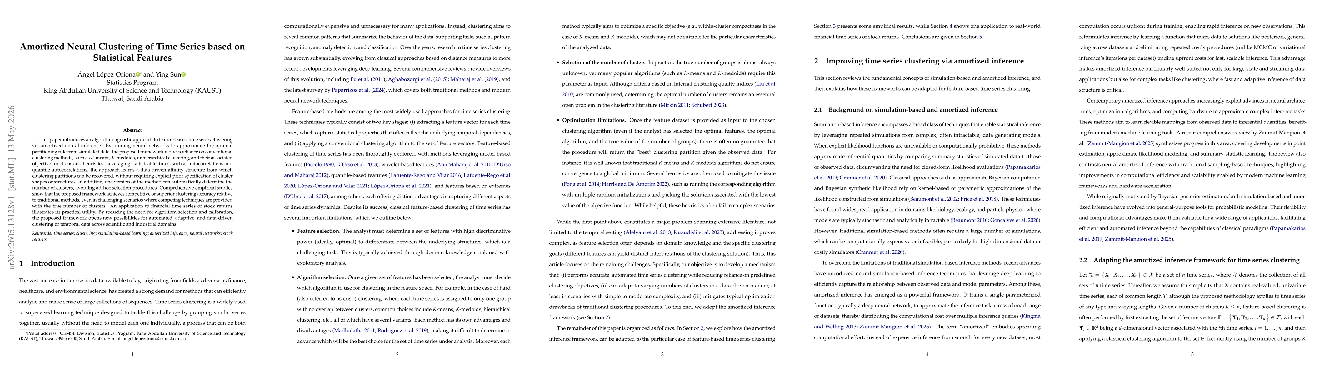 Thumbnail for Amortized Neural Clustering of Time Series based on Statistical Features