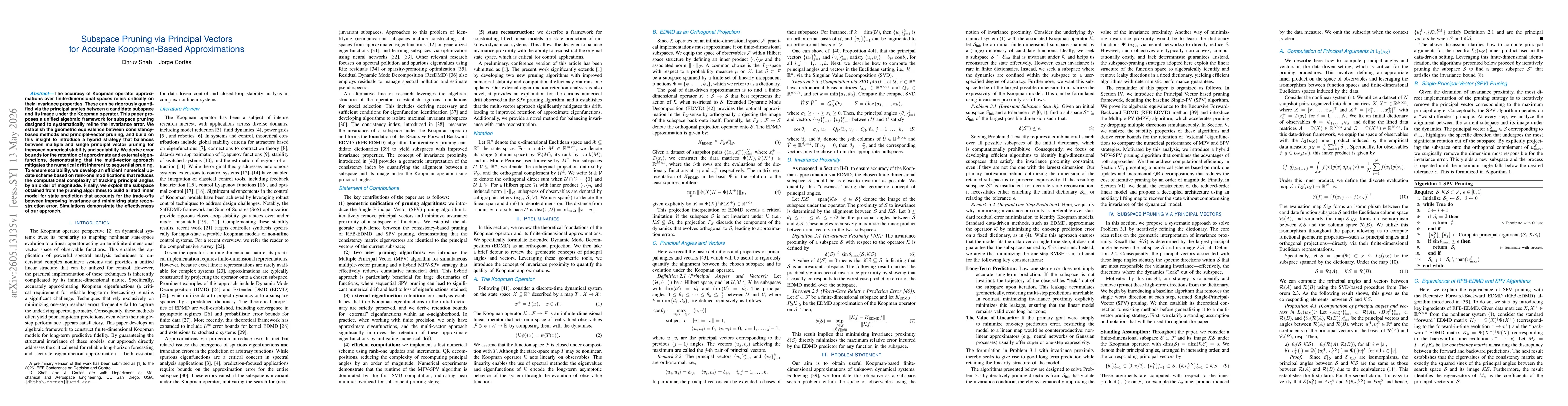 Thumbnail for Subspace Pruning via Principal Vectors for Accurate Koopman-Based Approximations