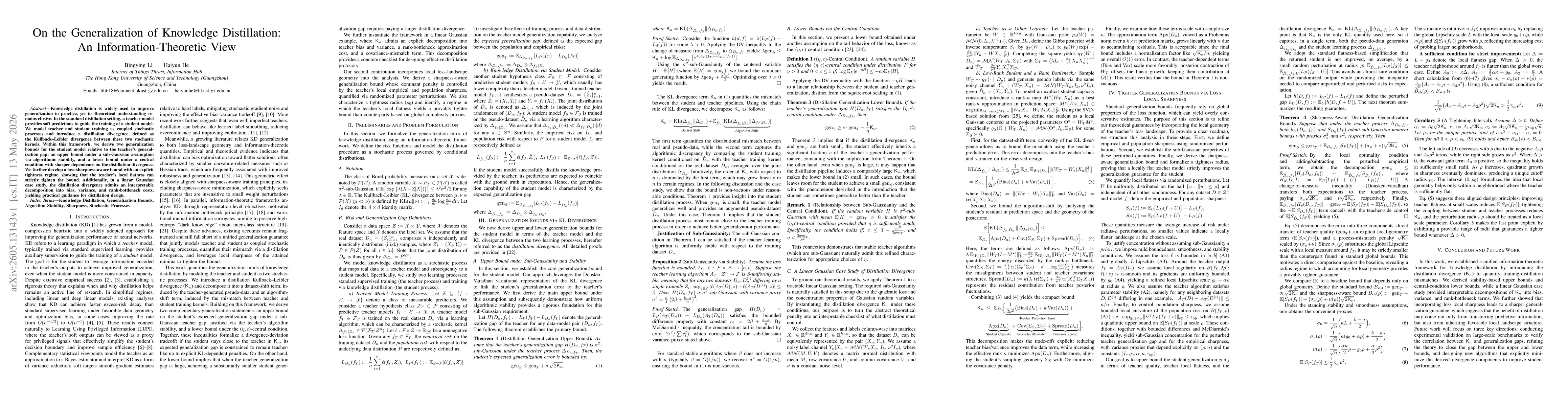 Thumbnail for On the Generalization of Knowledge Distillation: An Information-Theoretic View