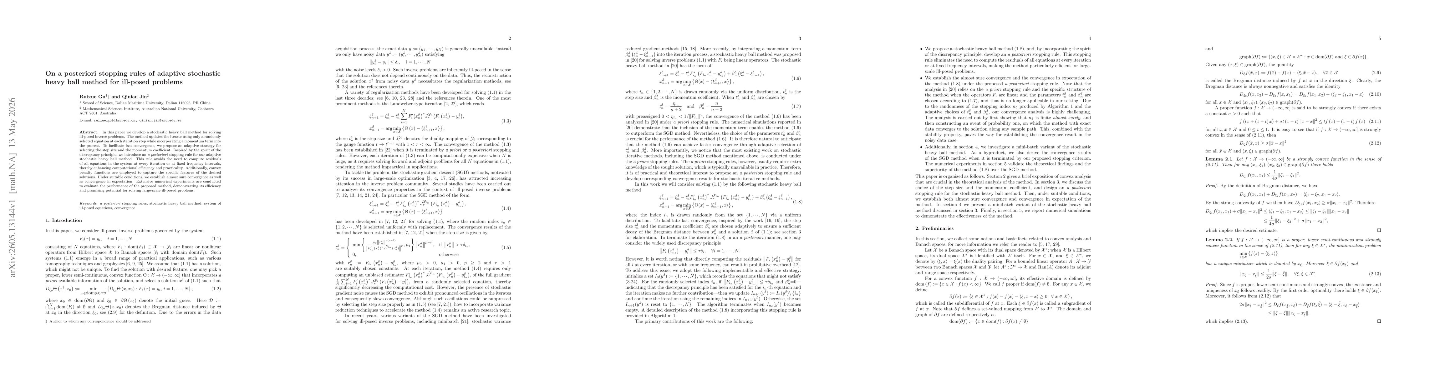 Thumbnail for On a posteriori stopping rules of adaptive stochastic heavy ball method for ill-posed problems
